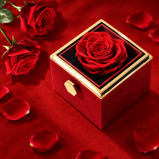 Eternal Rose Jewellery Box - romantic red background