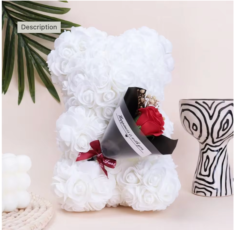 Veloura Luxury Rose Bear - White